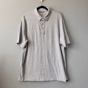 Faherty XLarge Polo Shirt Blue Red Striped Short Sleeve Pima Cotton Stretch